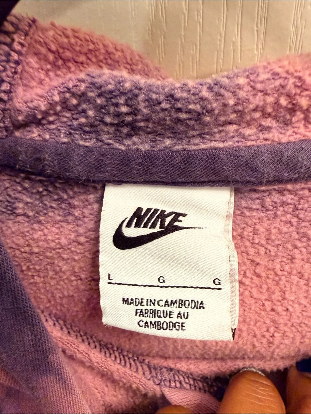 Nike Pink and Purple Tie-Dye Pullover Hoodie. Girls size Large